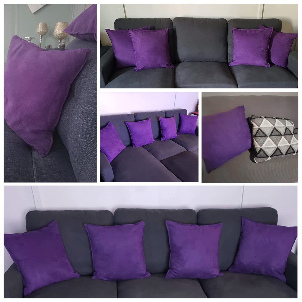 Fancy Homi 4 Packs Olive Green Decorative Throw Pillow Covers 18x18 inch, Super Soft Faux Suede Decor Square Pillow Covers 45x45 cm, Solid Cushion Cover for Couch Living Room Sofa Bedroom BST220