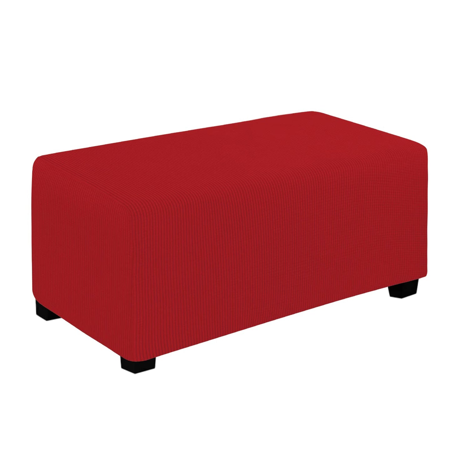 Easy-Going Stretch Square Ottoman Cover 15x15x15inch Dark Blue | Folding Storage Footstool cover Furniture Protector Soft Rectangle slipcover with Elastic Bottom BST202
