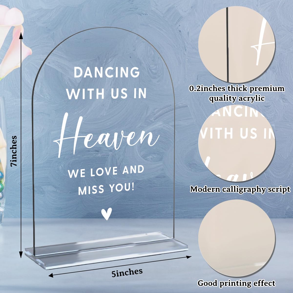 Acrylic Wedding Signs, Bridal Shower Decorations, Modern Arched Round Top Acrylic Table Top Sign with Holder for Wedding Reception Party Dinner - Can't Wait to See What Develops (Clear) BST326L