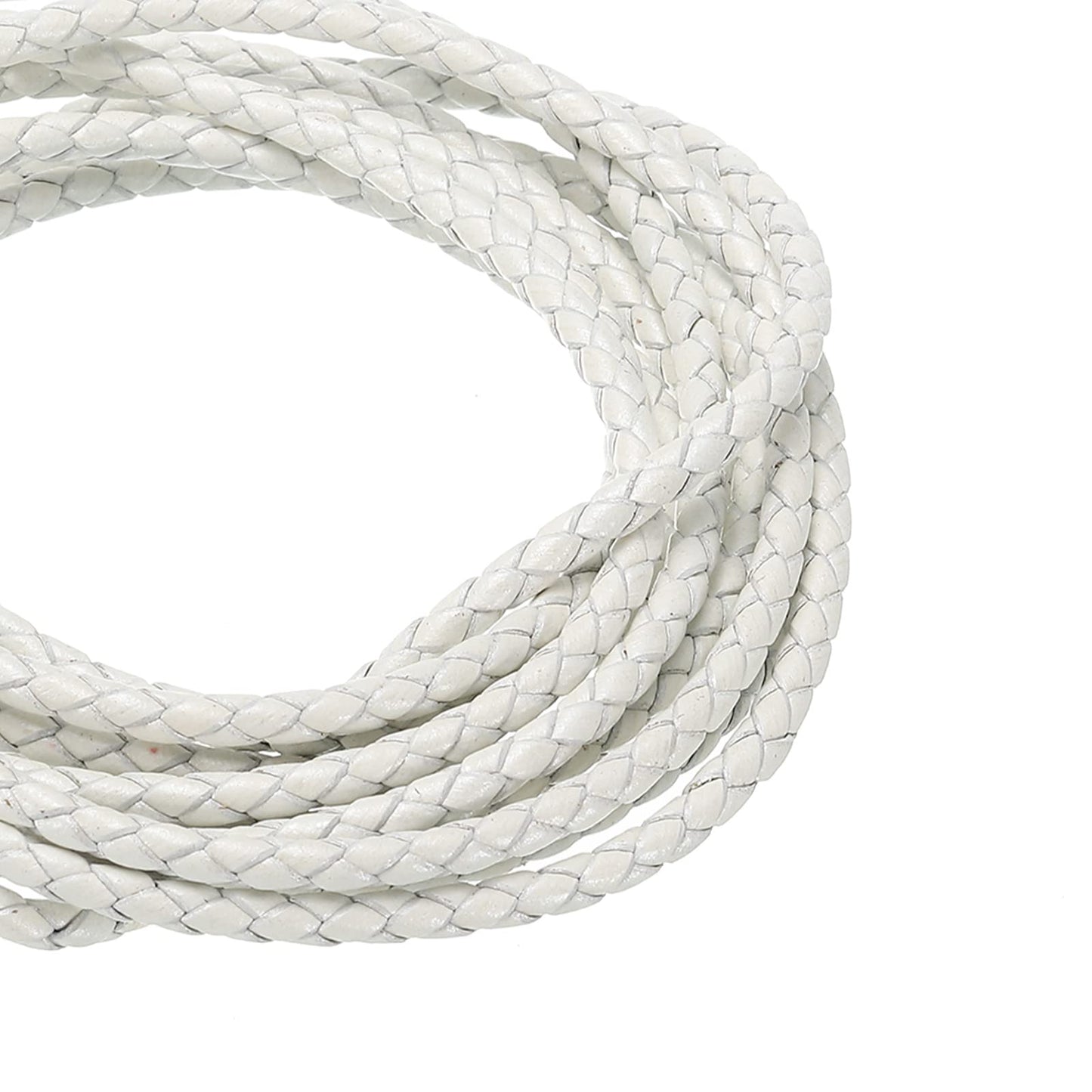uxcell Leather Cord, 2.2 Yards 4mm Dia Braided String Strip for Purse Handbag Shoelace DIY Crafts Bracelet Making, Yellow BST326L