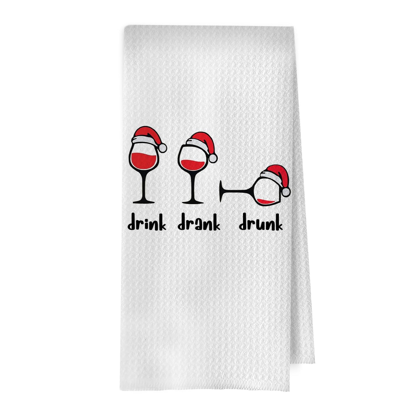 Funny Wine Kitchen Decor - Wine Gifts Waffle Dish Towels for Kitchen, Hostess Gifts Hand Towels, Housewarming Gift Tea Towel, 16x24 Inch BST220