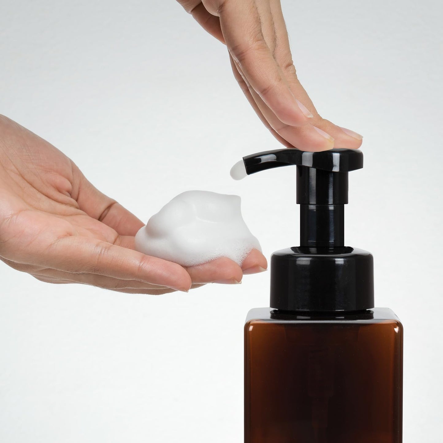 Ginger Lily Farms Foaming Soap Dispenser, Refillable Plastic Pump Bottles for Liquid Hand Soap, 12 oz. Clear Bottle with White Pump, 2-Pack WN420