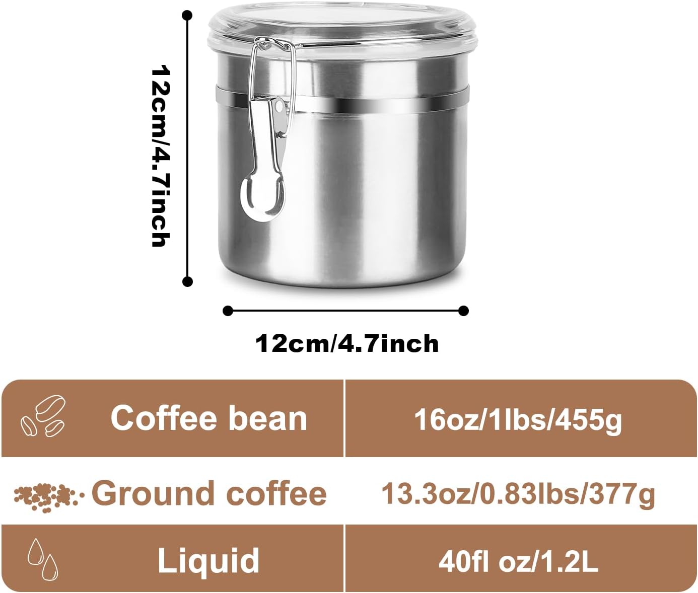 WALKTOSUN Stainless Steel Coffee Canister 78
