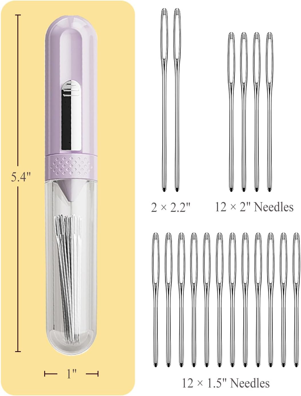 UrBestChoose 5-in-1 Hand Sewing Needle Threader Kit with 18 Needles – Needle Threader, Needle Storage, Seam Ripper, Thimble, Magnetic Needle Minder for Embroidery & Cross Stitch (Purple) BST326L