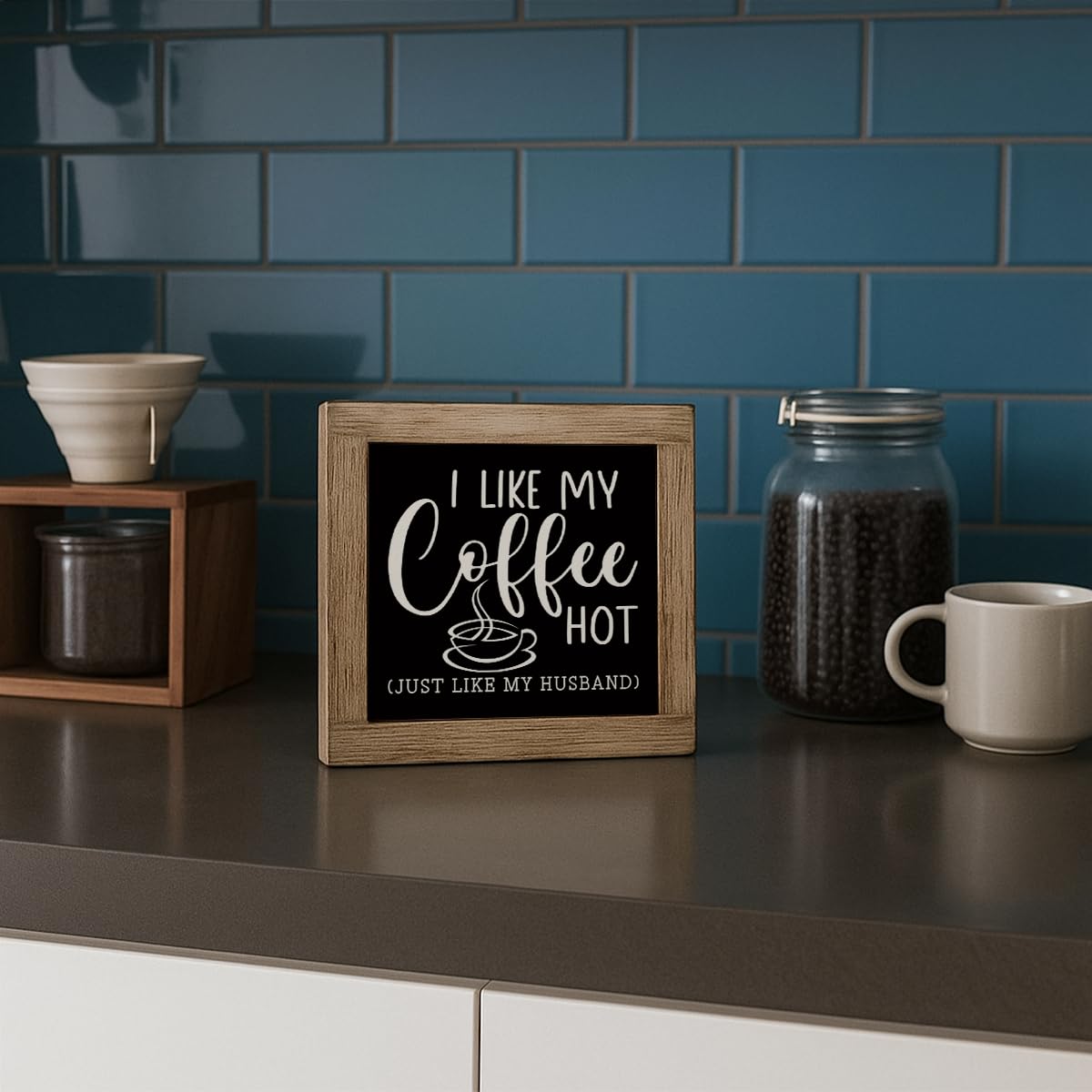 Funny Wooden Coffee Bar Decor Sign, Bar Decorations, in the Morning When Rise Give Me Jesus (and Coffee), Cafe Table Top Shelf Accessories, Cafe Signs Decor 5.9x5.9 Inches BST202