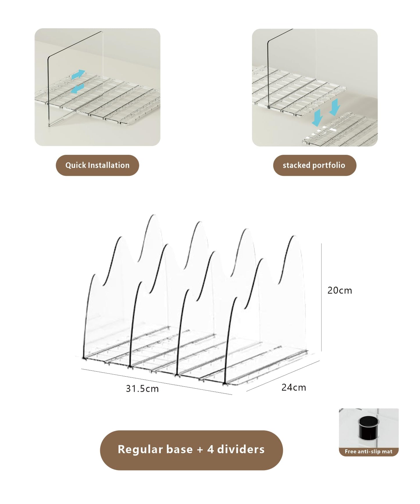 Adjustable Acrylic Purse Organizer for Closet Shelf – Clear Handbag Storage Divider, Pocketbook Rack, Clutch Holder, Purse Shelf Organizer for Women’s Closet Organization BST326H
