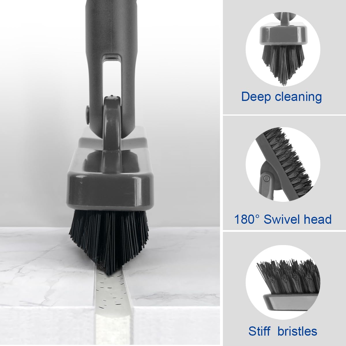 CELOX Heavy Duty Long Handle Scrub Brush, Tile Scrub Brush with Long Handle Stiff Bristles for Cleaning (Blue) BST326H