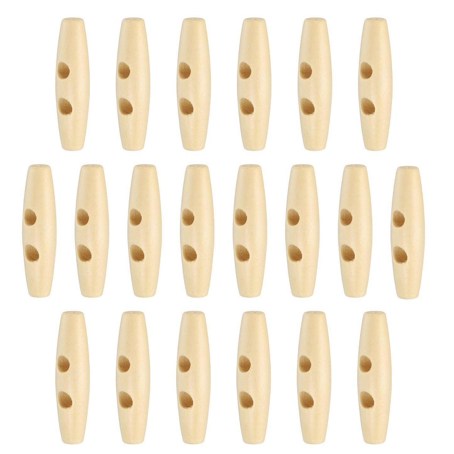 HARFINGTON 60mm / 2.4" Wooden Toggle Buttons 20pcs 2-Hole, Maroon | Wood Olive Sewing Buttons Horn Oval Buttons Sewing Accessories for Coat Sweaters Clothing DIY Craft BST326L
