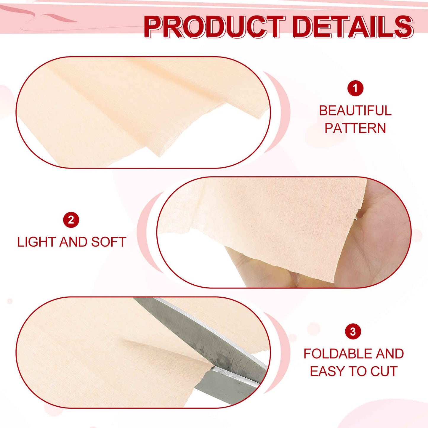 MECCANIXITY Crepe Paper Roll 7.5ft Long 20 Inch Wide for Wedding Ceremony Various Large Festivals Decoration, Light Champagne BST326L