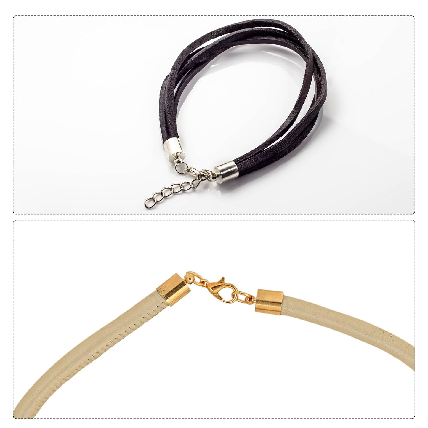 uxcell 20Sets Leather Cord End Caps with Lobster Claw Clasps Fit 4.5mm Cords, Barrel Terminators for DIY Making Leather Bracelets, Bronze Tone BST326L