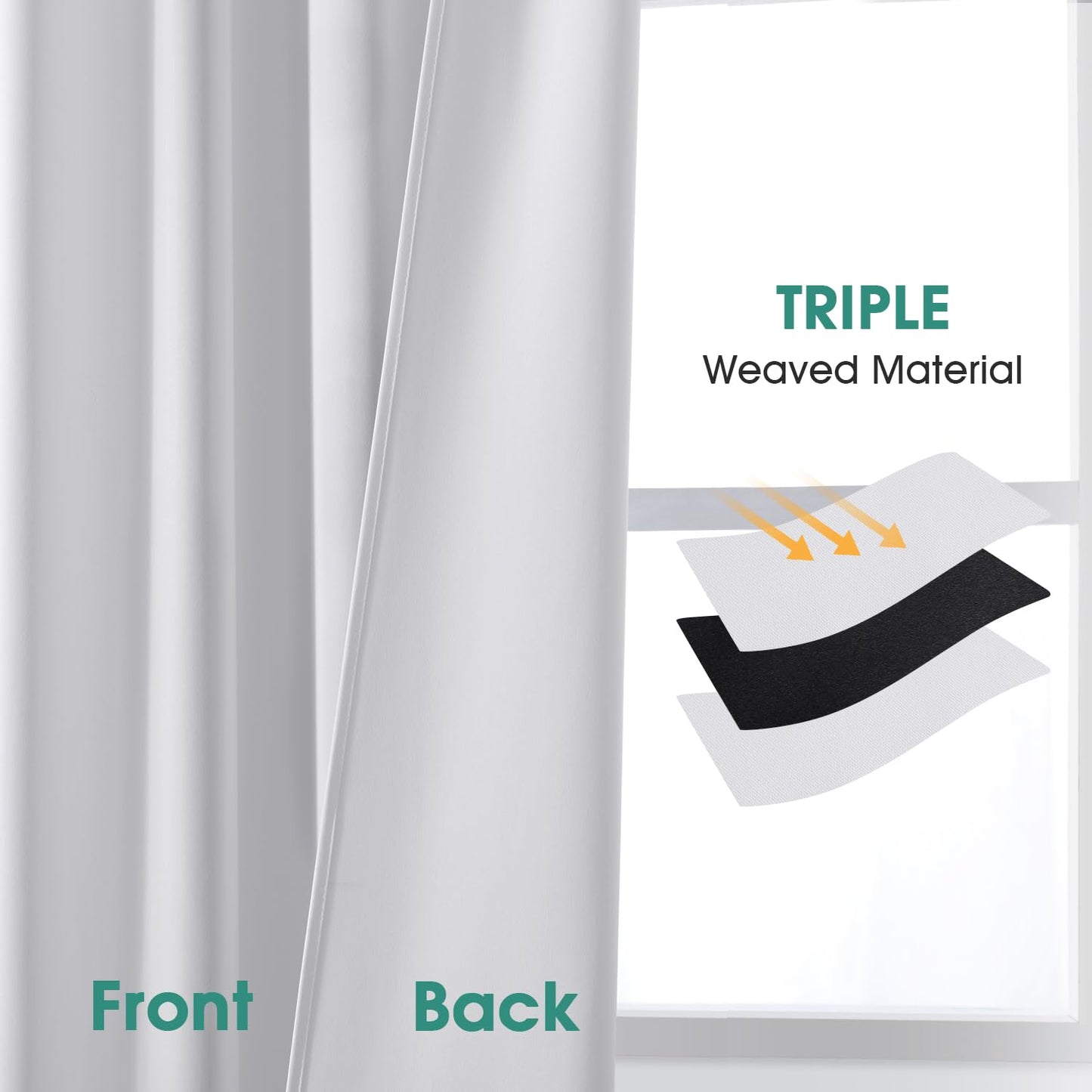 HOMEIDEAS Blackout Curtains, 2 Pages Grey Gray Room Darkening Bedroom Pinch Pleated Curtains Thermal Insulated Back Tab Rod Pocket Drapes for Bedroom, W52 x L63 BST326H
