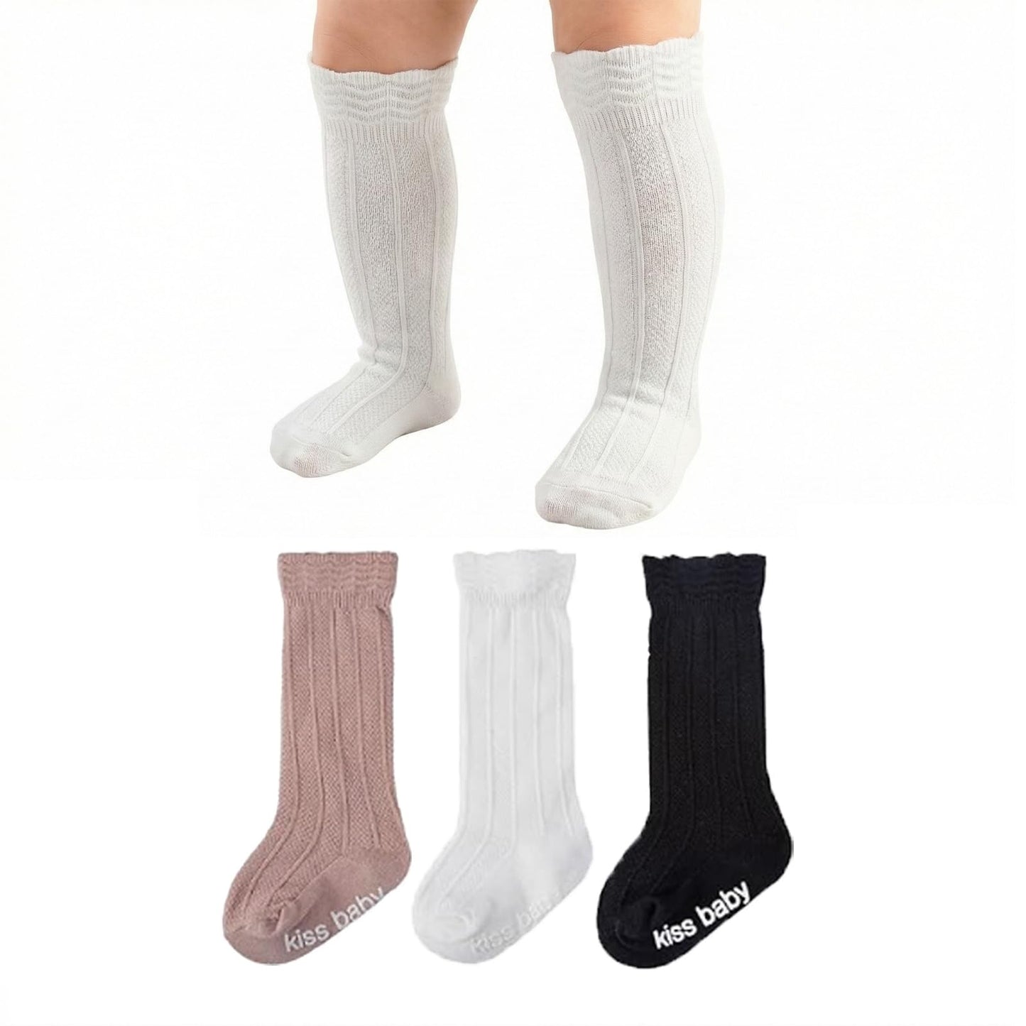 Toddler Girls Knee High Socks Soft Cotton Ruffle Long Tube Socks For Preemie Infant Newborn Toddler WN420