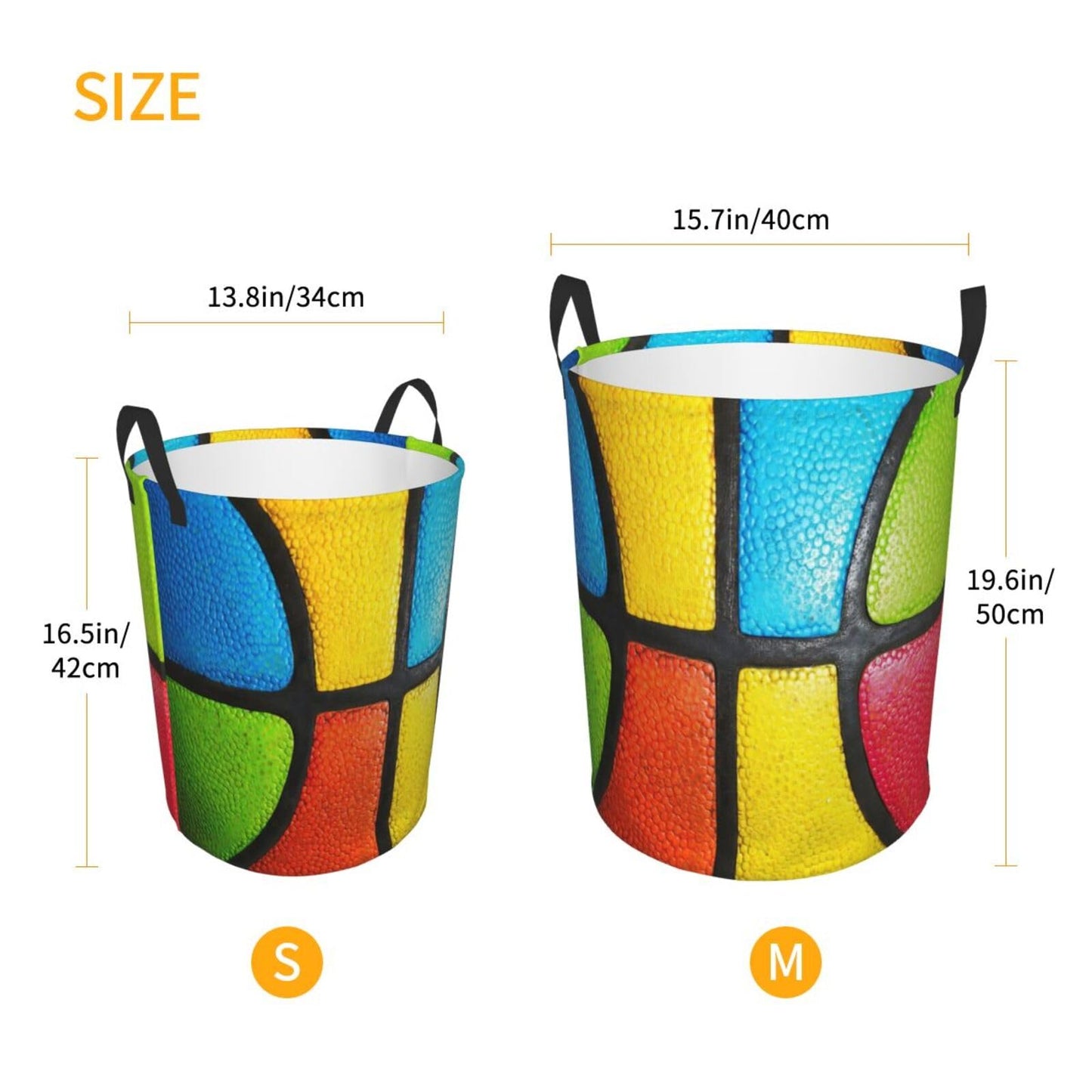 Basketball Round Laundry Hamper Basket Ball Texture Storage Basket Toys Clothes Organizer Bin For Home Bathroom Bedroom Dorm Nursery, 62l BST202