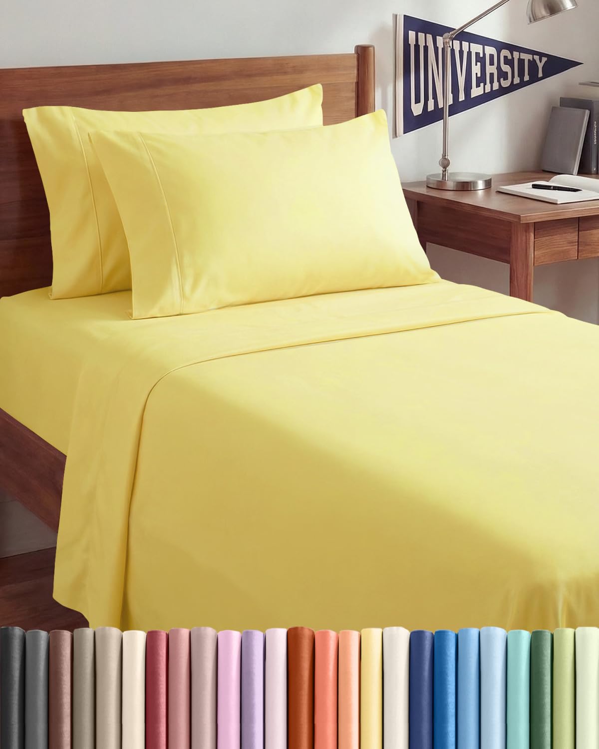 Split King 7 Piece Sheet Set - Comfy Breathable & Cooling - Soft Hotel Luxury Bedding Set with 8-16 Inch Deep Pockets - 1 Flat & 2 Fitted Sheet & 4 Pillowcases - Wrinkle Free & Easy Care - Steel Blue DD1210