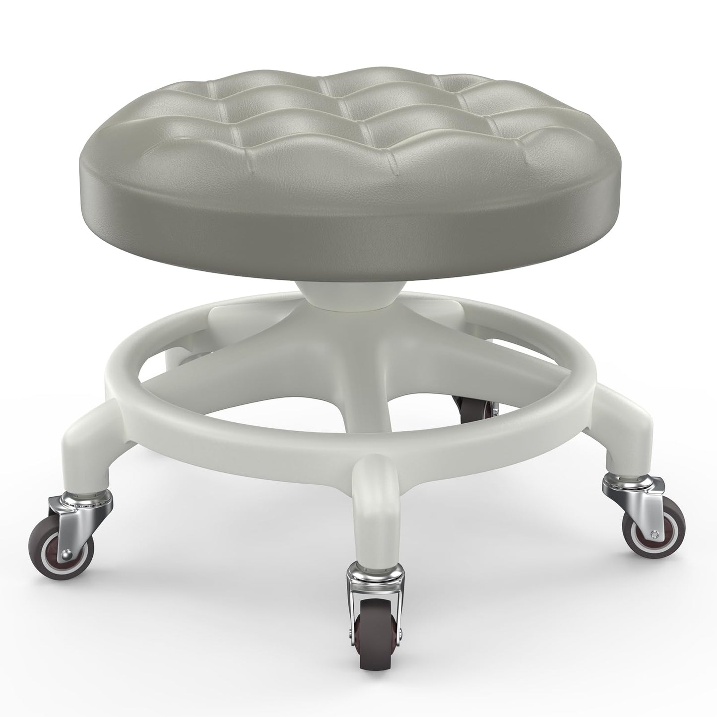 Low Rolling Stool with Smooth & Quiet Bearing Rubber Wheels, Heavy Duty 600 lb Capacity Mechanics Rolling Seat for Garage, Salon, Cleaning & Auto Repair, Black Seat with Black Frame WN420
