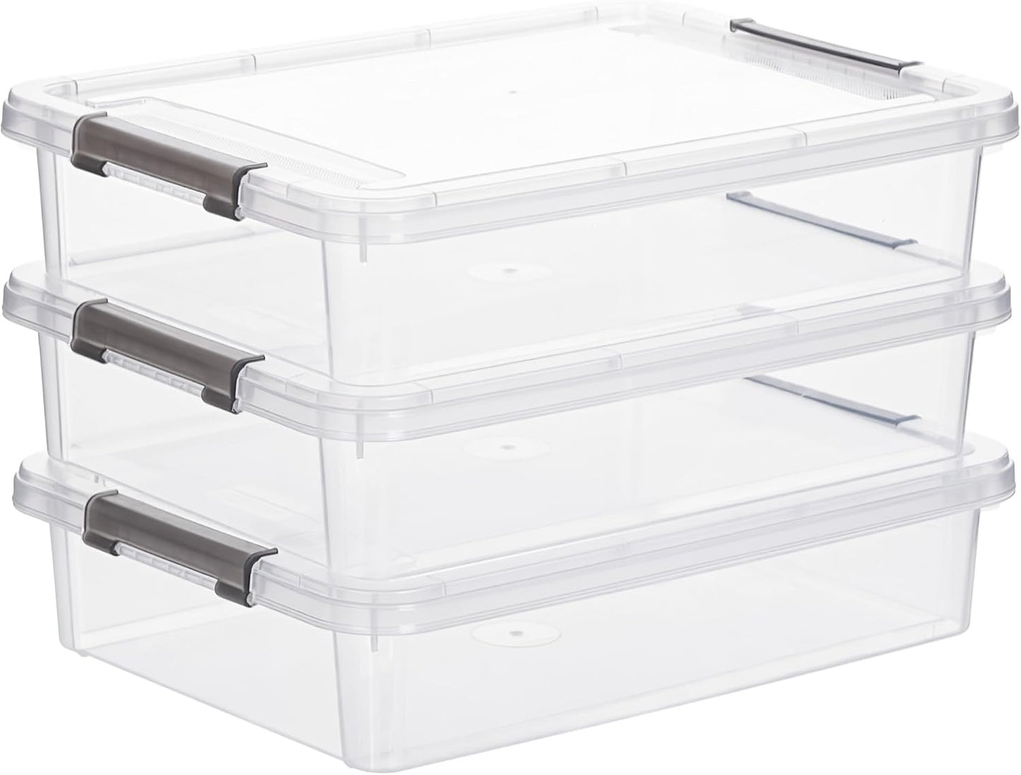 Citylife 3 PCS Plastic Storage Bins with Latching Lids 100