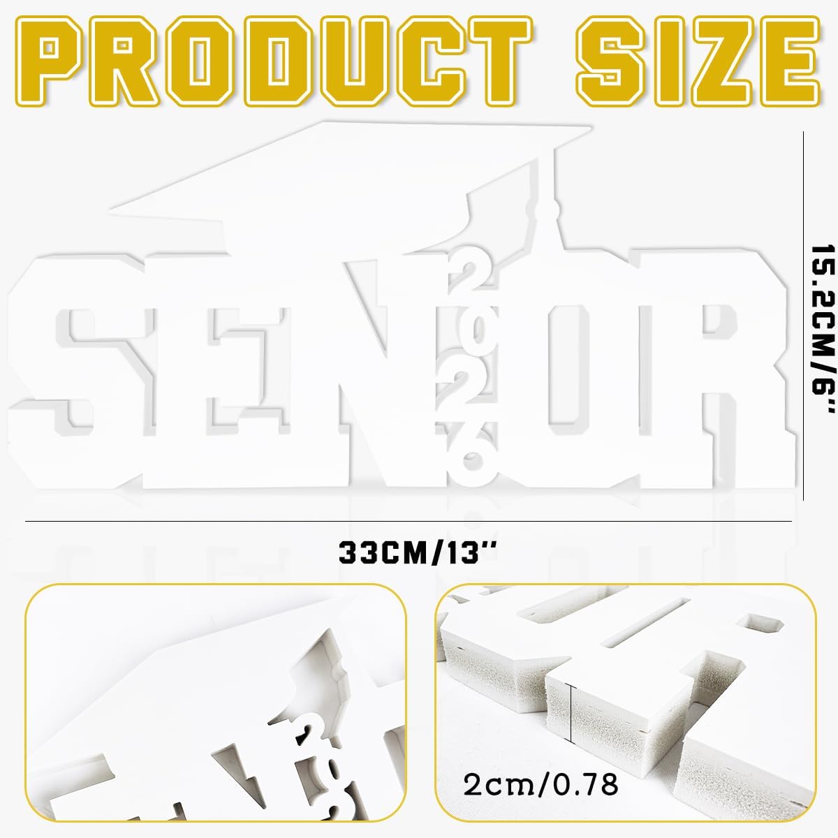 Senior 2026 Sign Graduation Decorations Class of 2026 Photo Booth Props First Day of School Wood Cutout Sign Senior Graduation Party Decor Grad Party Supplies BST326H