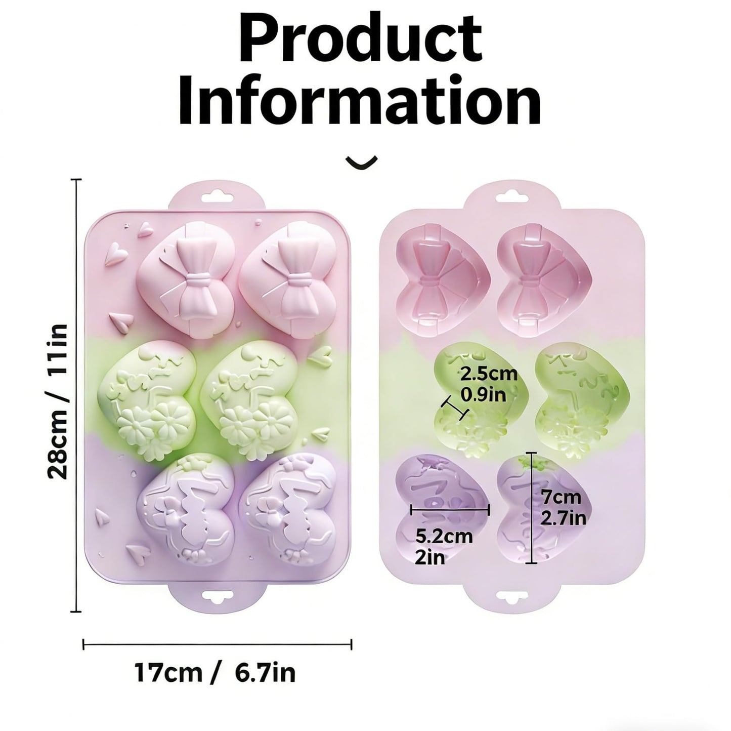 2 Pack Love Heart Silicone Chocolate Bomb Mold DIY Non-stick Silicone Handmade Mold for Valentine Chocolates, Cake, Hard Candy, Baking, Gummy, Ice Cube Trays cake BST202