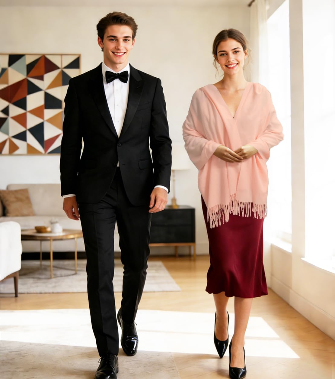 Winter Soft Long Scarf, Pashmina Shawls and Wraps, Warm Large Scarves for Men Women Evening Dress Wedding WN420