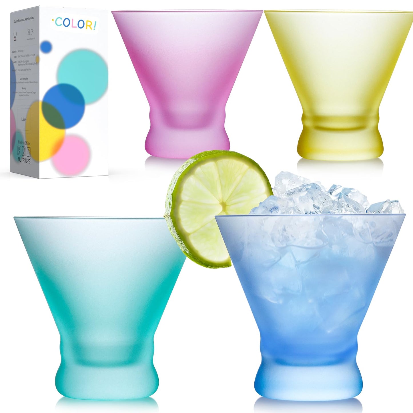NUTRIUPS Blush Pink Ombre Frosted Glasses 8oz | Aesthetic Cups for Ice Cream, Desserts, Juices & Bridal Showers, Cute Drinking Tumblers for Home Decor & Party BST326H