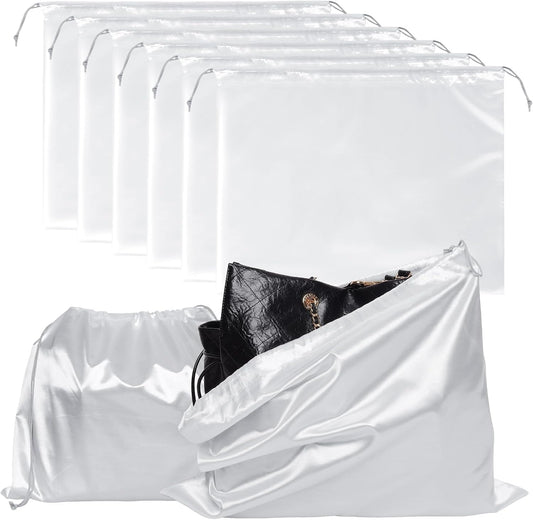 Avxdbr 6Pcs Dust Bags for Handbags Portable Dust Cover Storage Bags with Drawstring Travel Storage Pouch for Handbags Purses Shoes Boots (White, 19.6 x 15.7 in) BST220