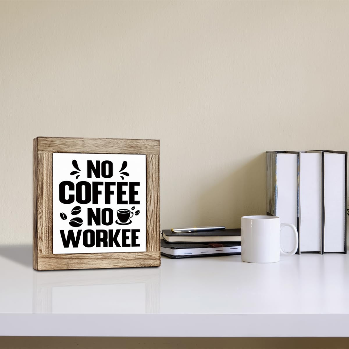 Funny Wooden Coffee Bar Decor Sign, Bar Decorations, in the Morning When Rise Give Me Jesus (and Coffee), Cafe Table Top Shelf Accessories, Cafe Signs Decor 5.9x5.9 Inches BST202
