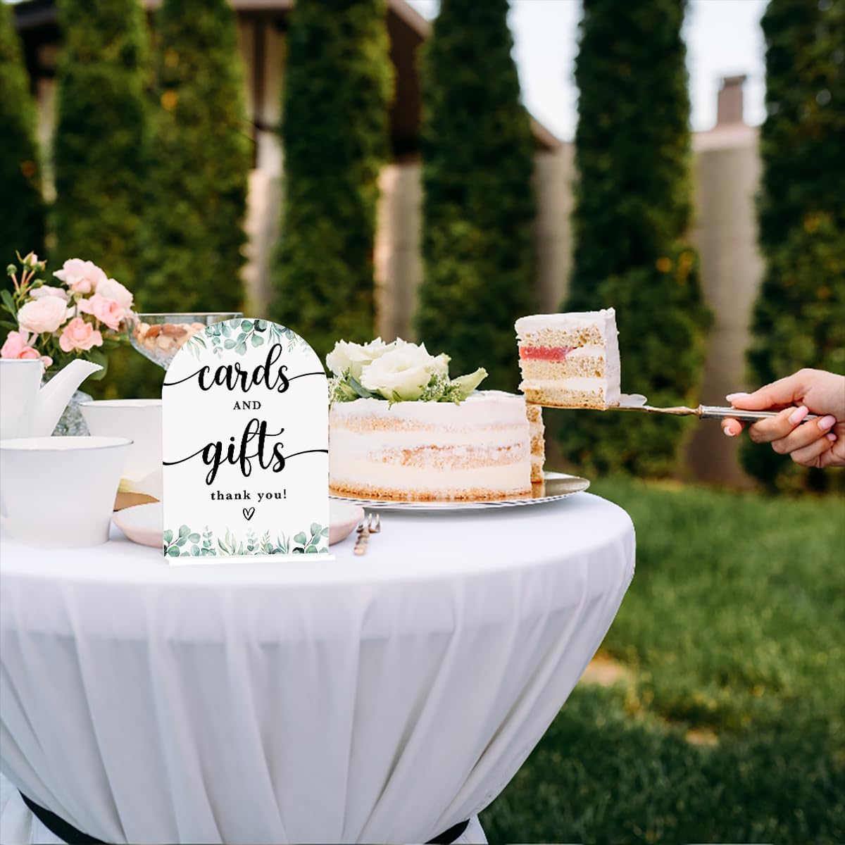 Acrylic Wedding Sign Bubble Send Off Signs for Ceremony Modern Calligraphy Arch Acrylic Table Top Signs for Wedding Reception and Event Party Table Decor (White Eucalyptus Leaves) BST326L