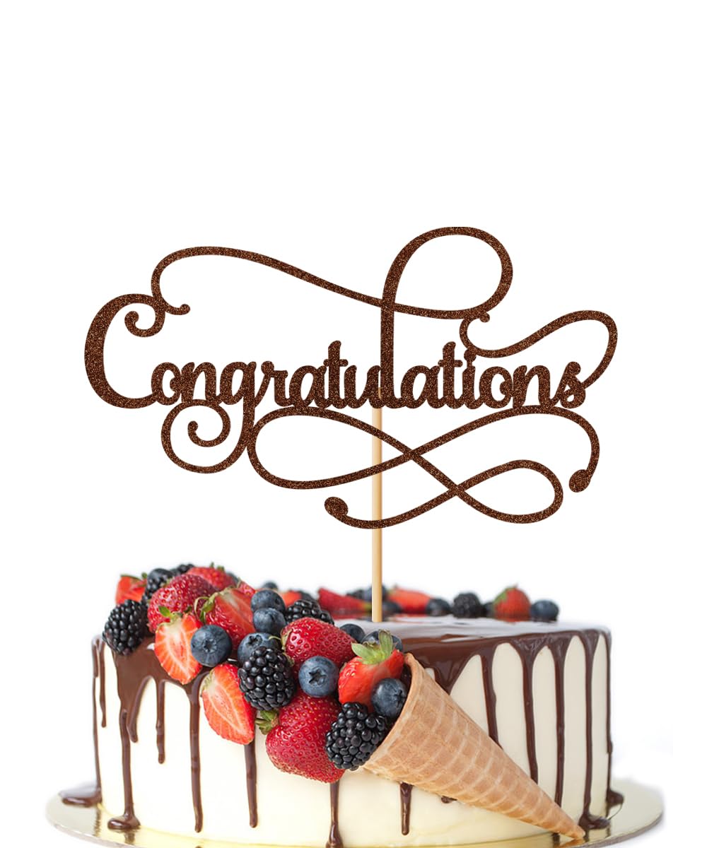 Congratulations Cake Topper,Congratulations 2026 Graduation | Cake Topper,Graduation, Wedding, Retirement, Birthday, Anniversary, Celebration Party Decorations Supplies (Black Gold) BST202