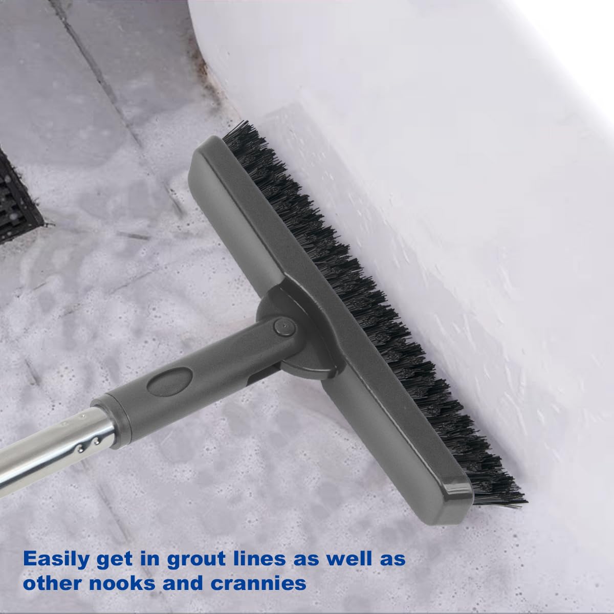 CELOX Heavy Duty Long Handle Scrub Brush, Tile Scrub Brush with Long Handle Stiff Bristles for Cleaning (Blue) BST326H