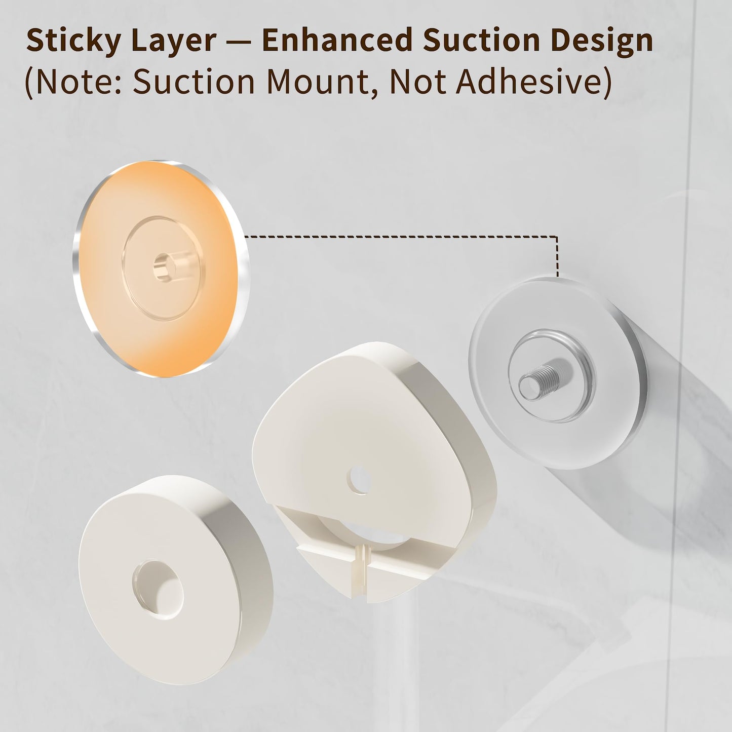 KEGII Shower Caddy Suction Cup with 6 Hooks, Stainless Steel Bathroom Organizer N29