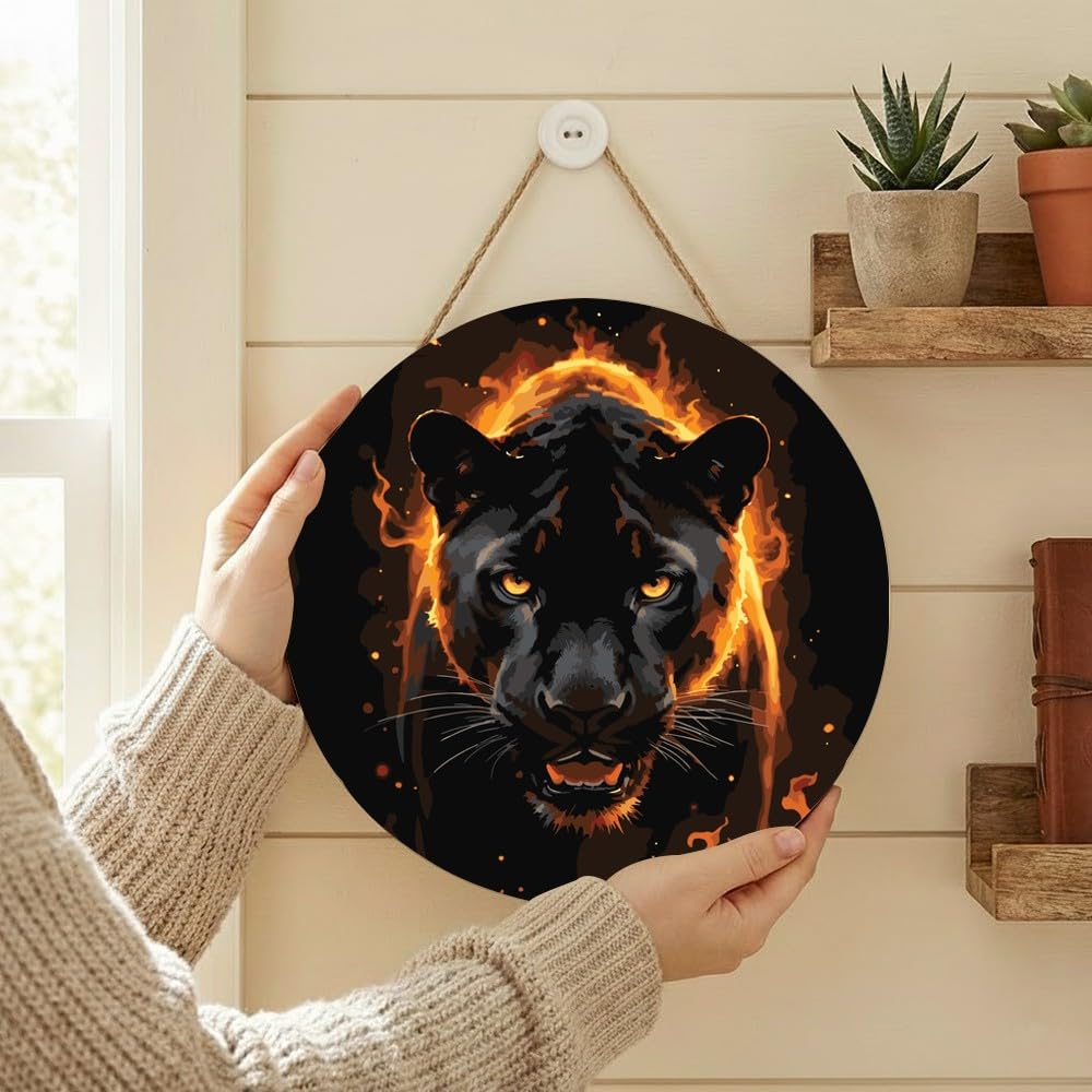 Black Panther Paint by Numbers Kit for Adults - DIY Fiery Panther Painting on Canvas 16x20 Inches, Acrylic Paint Set, Suitable for Beginners, Animal Art for Home Decoration or Gifts BST326H