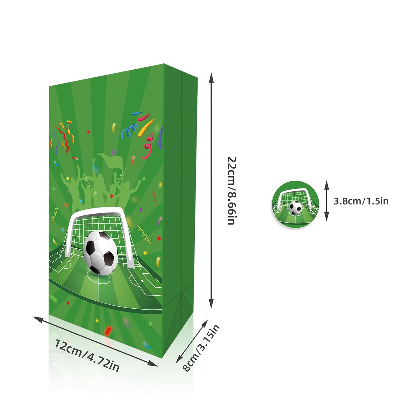 Qpout Soccer Goodie Bags Party Pack - 12 Snack Bags With Sealing Stickers for Kids Teams & Birthdays - Black & White BST326L