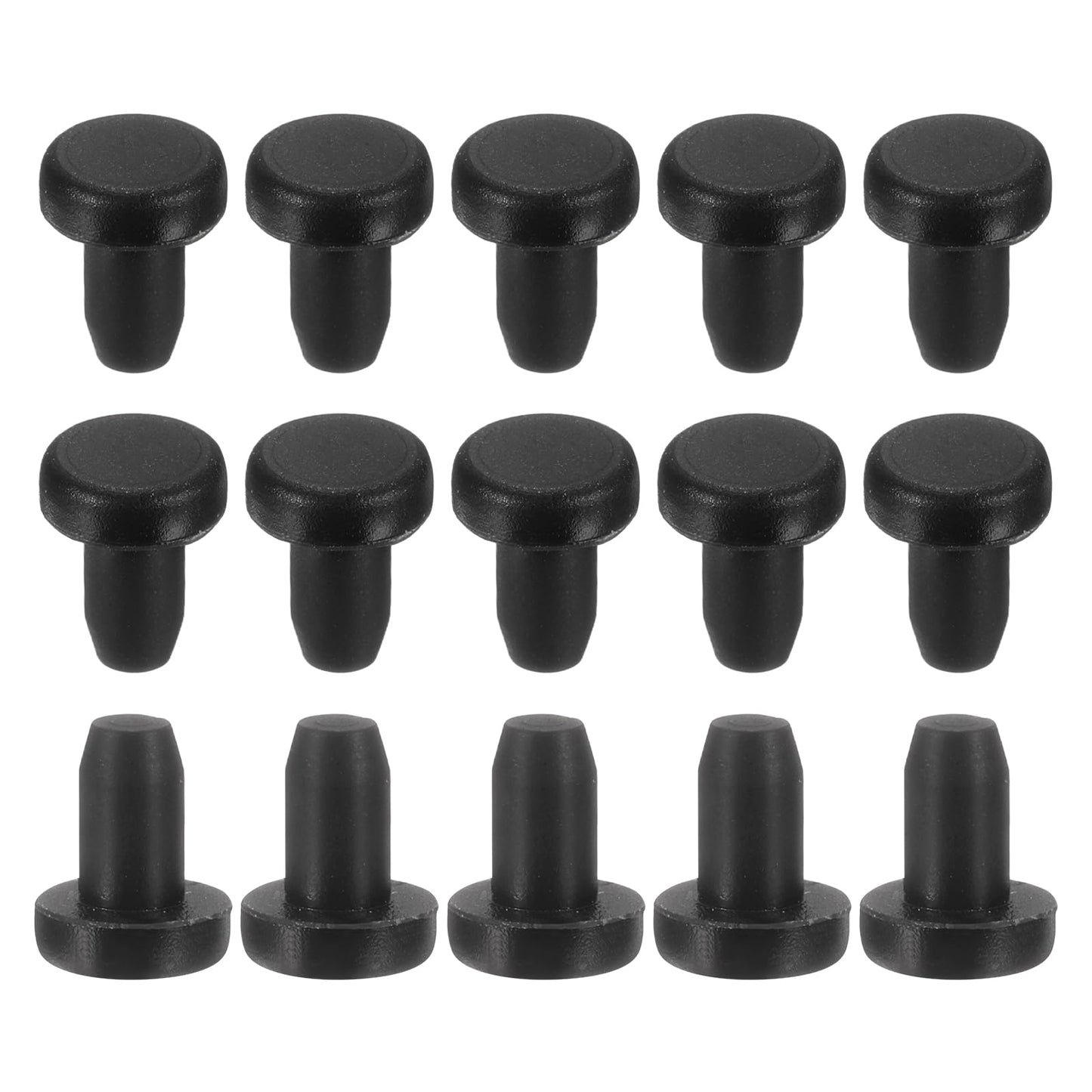 uxcell 15Pcs Silicone Hole Plug, Waterproof Solid T-Shaped Rubber Stoppers Bottle Seal Tube Pipe Plugs End Cap for 5.8mm/0.23" Hole for Bathtub Bottle, 0.31" Plug Height, Black BST326L