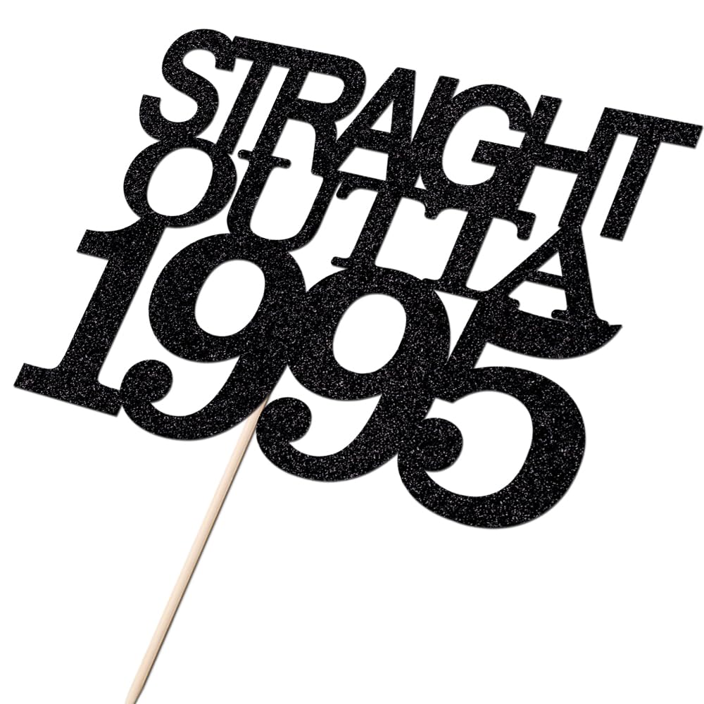 Black Glitter Straight Outta 1961 Cake Topper,Hello 65,Funny 65th | Birthday Cake Topper,65 Fabulous,Cheer to 65 Years,Men and Women 65th Birthday/Wedding/Anniversary Party Decorations BST202