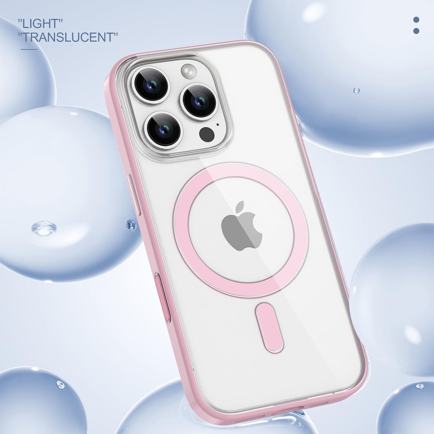 PULOKA for iPhone Case Compatible with Magsafe, Color Bumper & Clear TPU Back Hybrid Shockproof Cover (White, iPhone 16 Pro Max) WN420