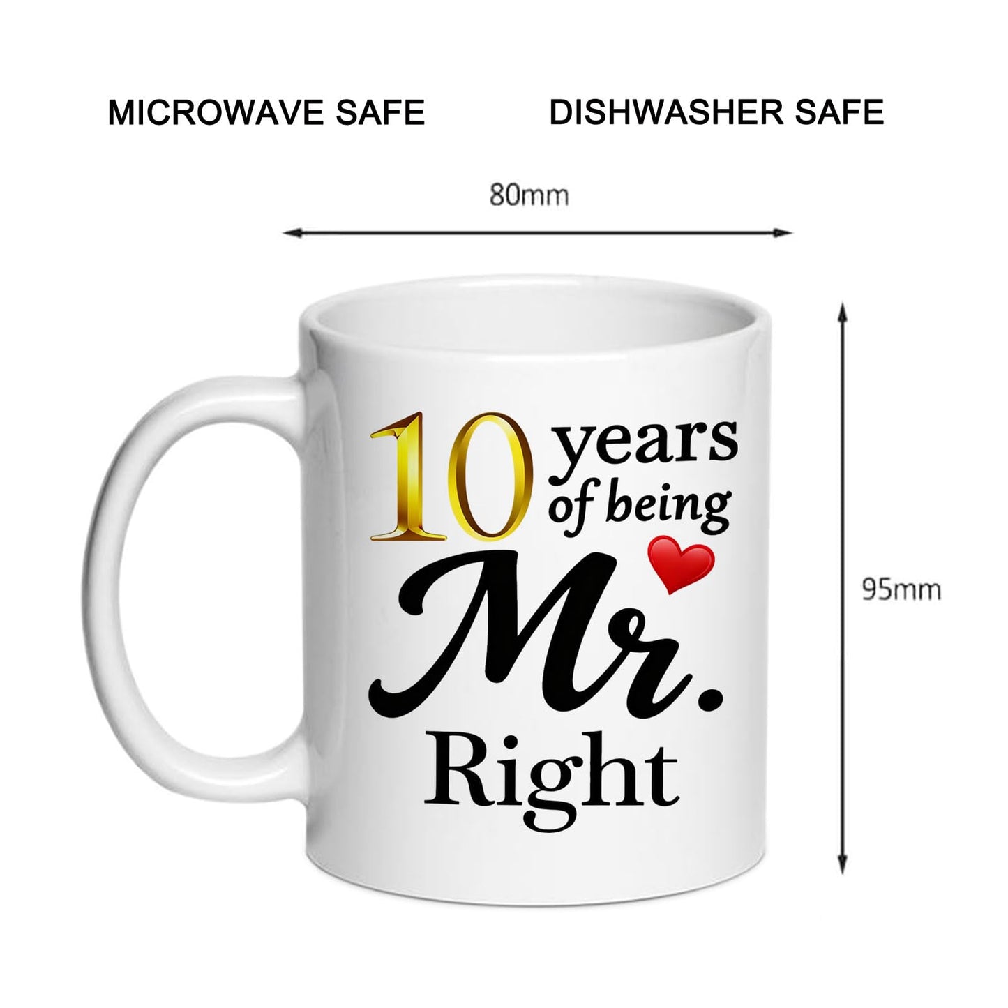 10 Year Anniversary For Couple Coffee Mugs Set of 2-10th Wedding Gifts Decorations for Parents Grandparents Husband Wife Him Her 11oz (10th) BST220