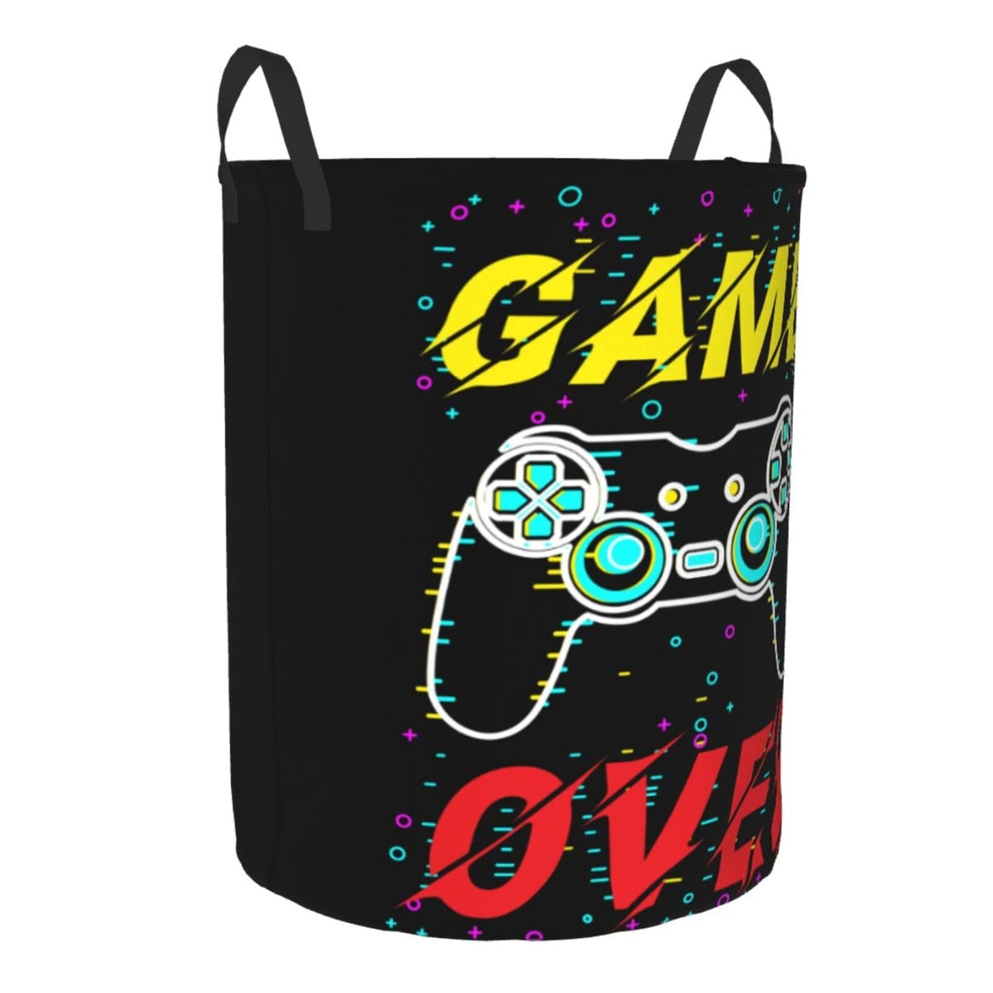 38L Round Laundry Hamper Video Game Controller Background Storage Basket Waterproof Coating Gaming Gadgets Organizer Bin For Nursery Clothes Toys BST202
