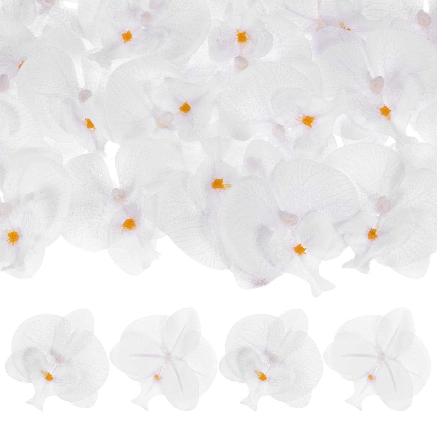M METERXITY 20-Pack Artificial Orchid Flower Heads, Silk Faux Butterfly Flowers Head for Wedding/Bouquet/Bridal/Party Decor, Fake Phalaenopsis Petals Bulk [2.76 Inch, Dark Purple] BST220