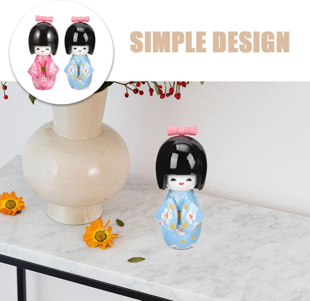 STOBAZA Japanese Kimono Doll Ornament 4.40In Collectible Figurine for Home Decor Tabletop Asian Style Decoration BST202
