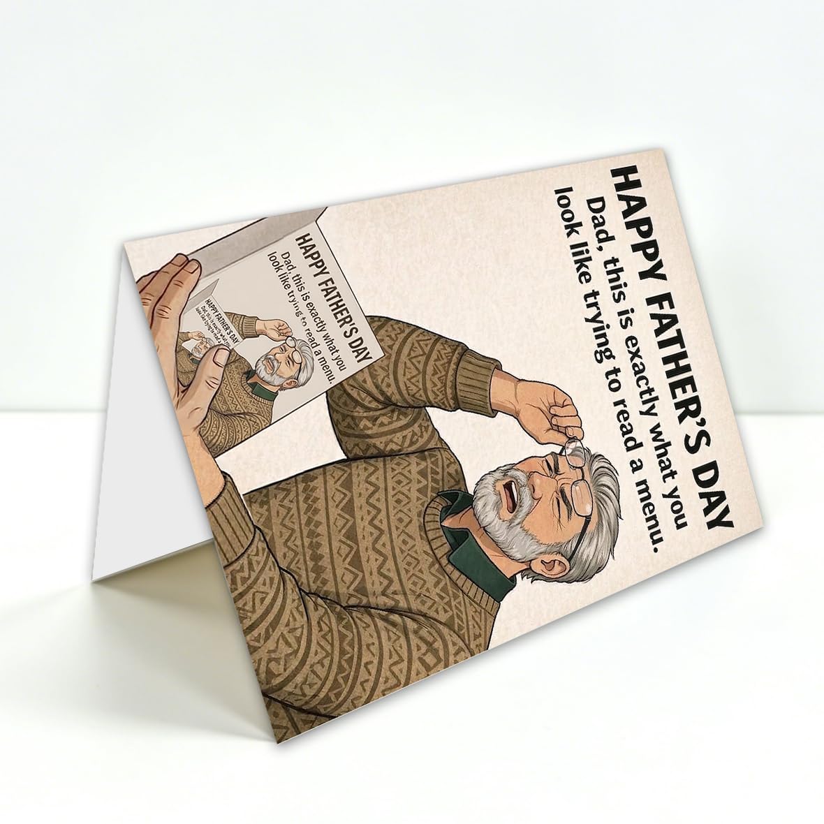 Funny Fathers Day Card for Dad, Fathers Day Gift from Daughter or Son, Blank Inside, with Kraft Envelope and Gold Seal Sticker BST220