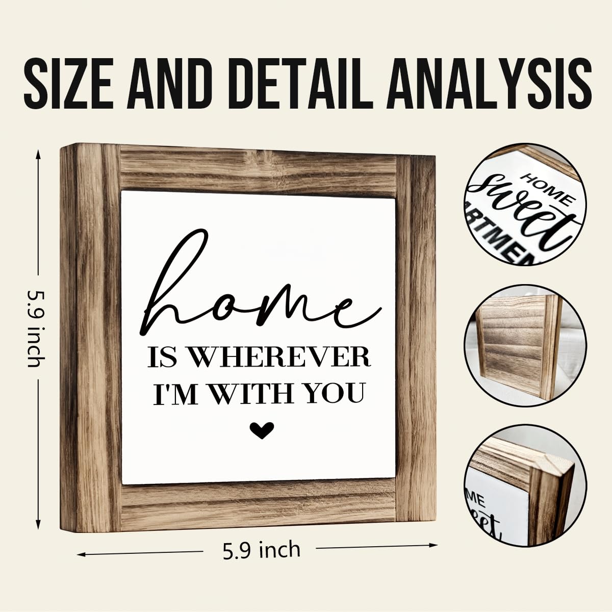Homes Decor Signs, Decorative Wooden Box Sign, Farmhouse Decors for Living Room, Bedroom, Kitchen, New Home Decor, Shelf Counter Decoration, Home Sweet Home Sign, 5.9×5.9 inches BST220