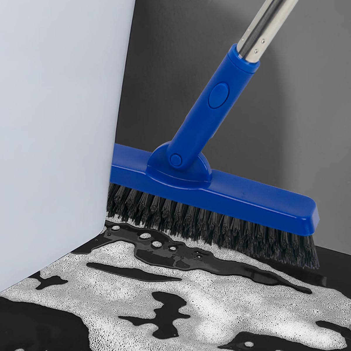 CELOX Heavy Duty Long Handle Scrub Brush, Tile Scrub Brush with Long Handle Stiff Bristles for Cleaning (Blue) BST326H