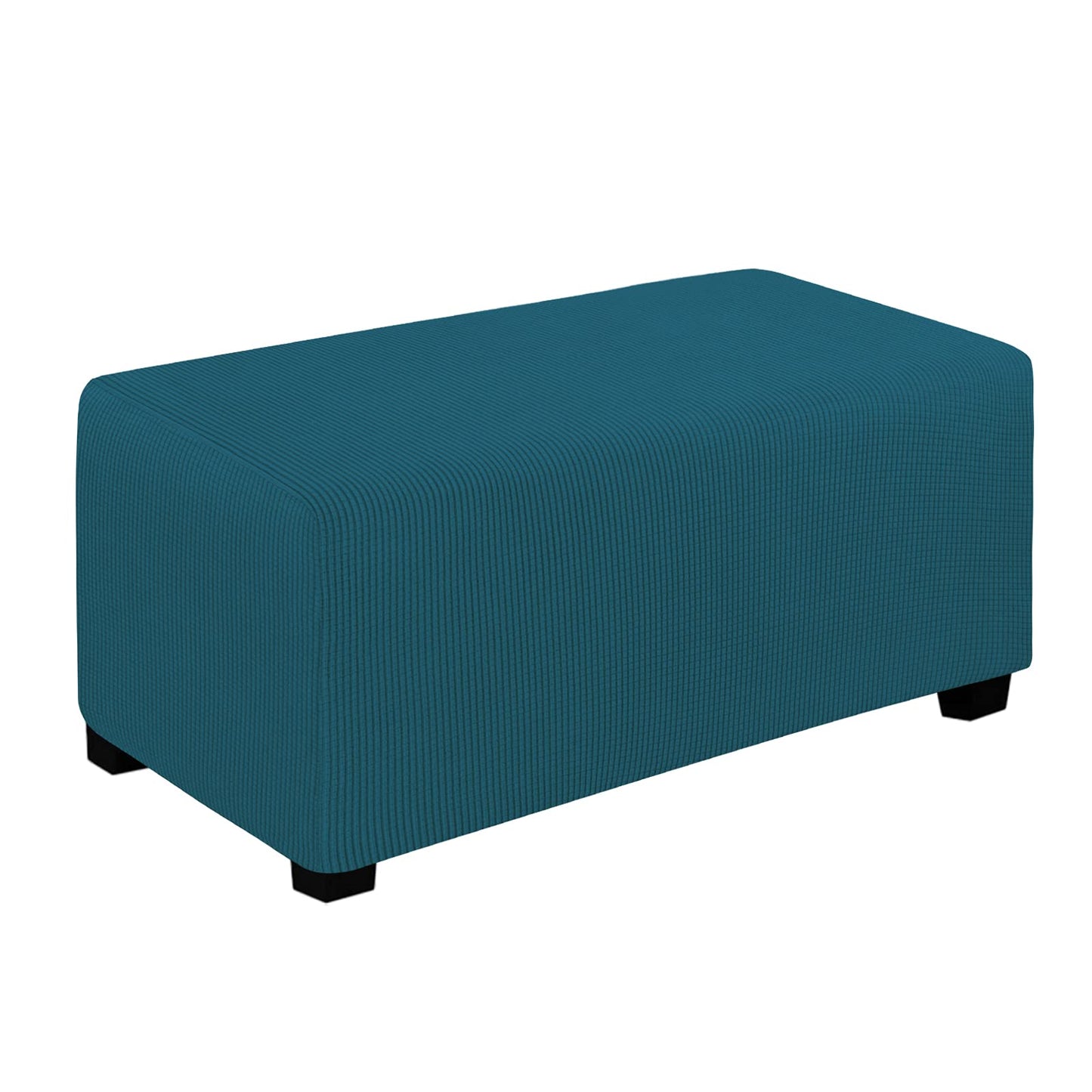 Easy-Going Stretch Square Ottoman Cover 15x15x15inch Dark Blue | Folding Storage Footstool cover Furniture Protector Soft Rectangle slipcover with Elastic Bottom BST202