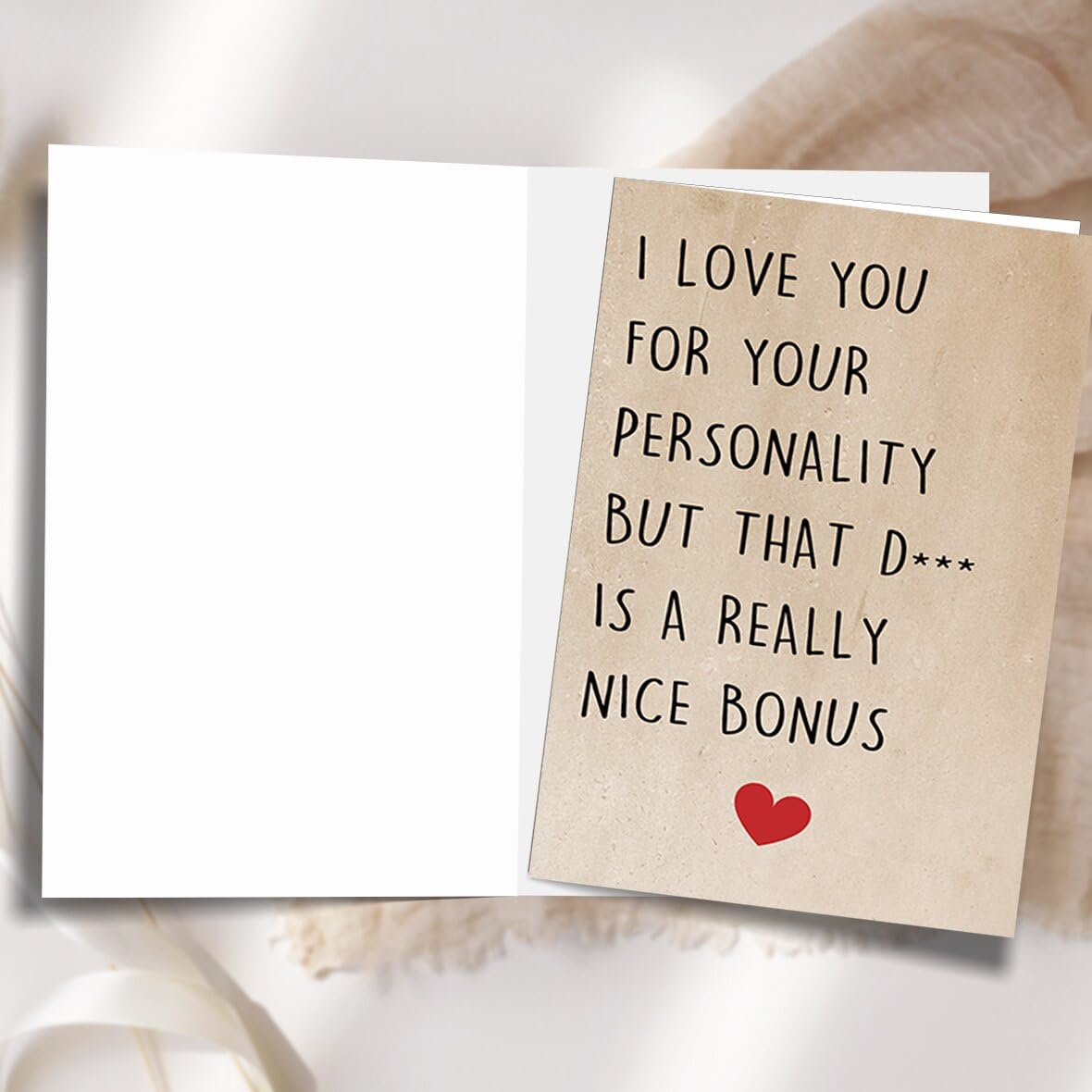fancu Funny Birthday Card for Boyfriend, Cheeky Card for Husband | 5 x 7 inch cheeky birthday card with matte finish, printed message, red envelope, and sticker for boyfriend or husband BST202