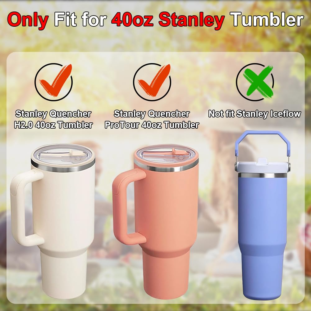 2-Pack Leak Proof Lid Replacement 40 oz, Only Fit for Stanley Quencher H2.0 Tumbler, Reusable Flip Straw Lid Top Cover for Stanley 40oz Cup Accessories, Replacement of Leaking Original Lids, Black BST326H