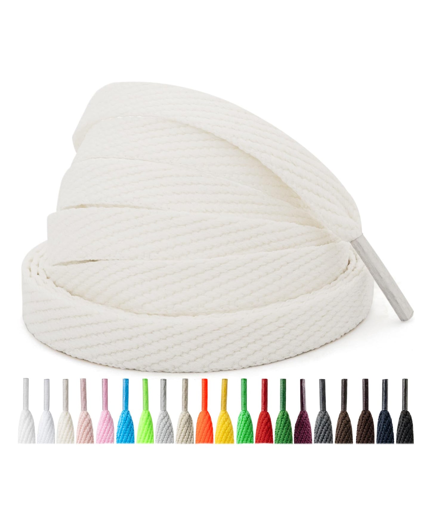 Handshop 2 Pairs Athletic Flat Shoe Laces for Sneakers in 20 Colors, 2/5" Wide Replacement Shoelaces in 30"-63" WN420