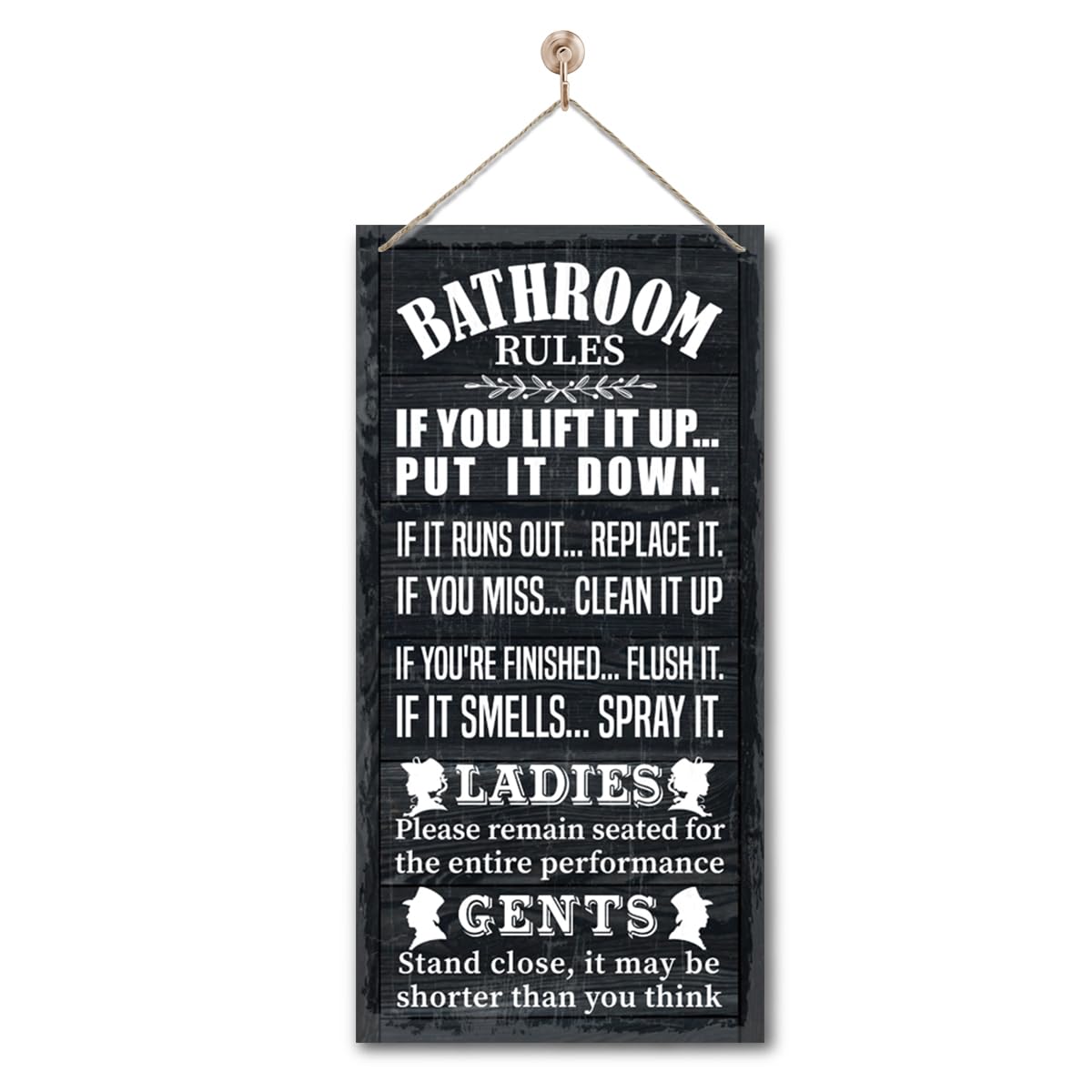 Rustic & Funny Bathroom Signs - Western & Farmhouse Bathroom Rules Wall Decor E1 BST202