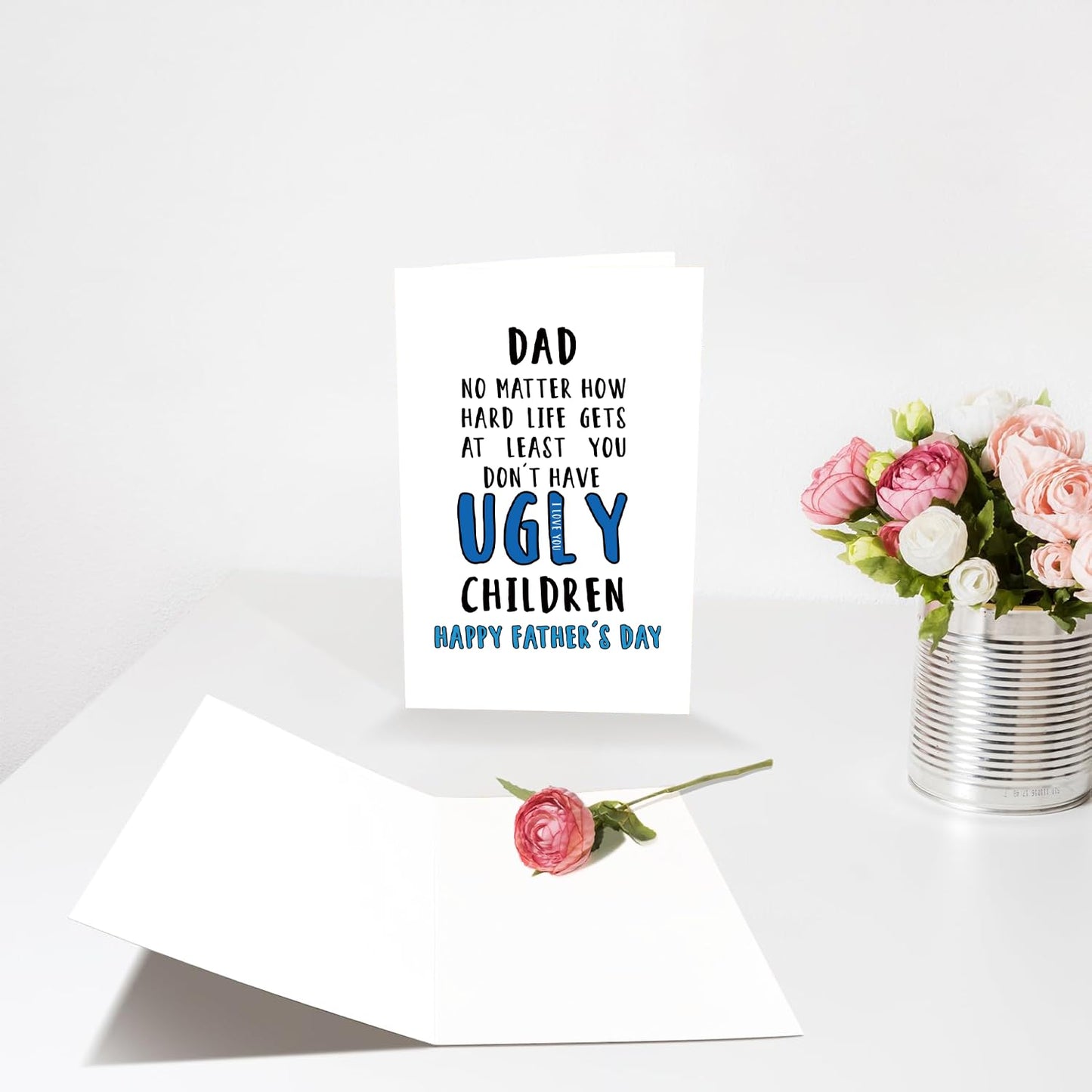 Funny Fathers Day Card for Dad Stepdad Bonus Dad Husband Grandpa, Humorous Happy Father's Day Card Gift from Son Daughter Grandson Granddaughter, Unique Fathers Day Card for Him BST202