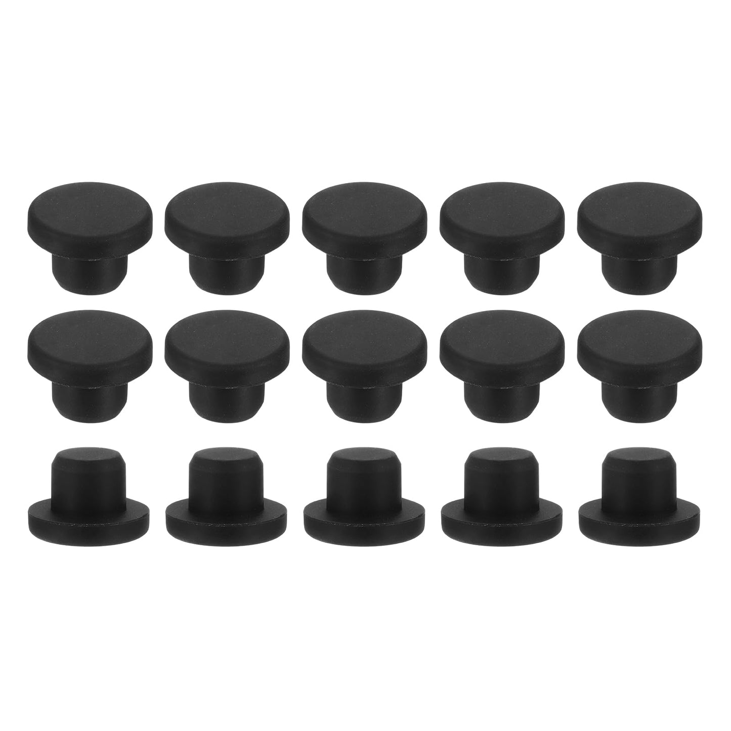 uxcell 15Pcs Silicone Hole Plug, Waterproof Solid T-Shaped Rubber Stoppers Bottle Seal Tube Pipe Plugs End Cap for 5.8mm/0.23" Hole for Bathtub Bottle, 0.31" Plug Height, Black BST326L