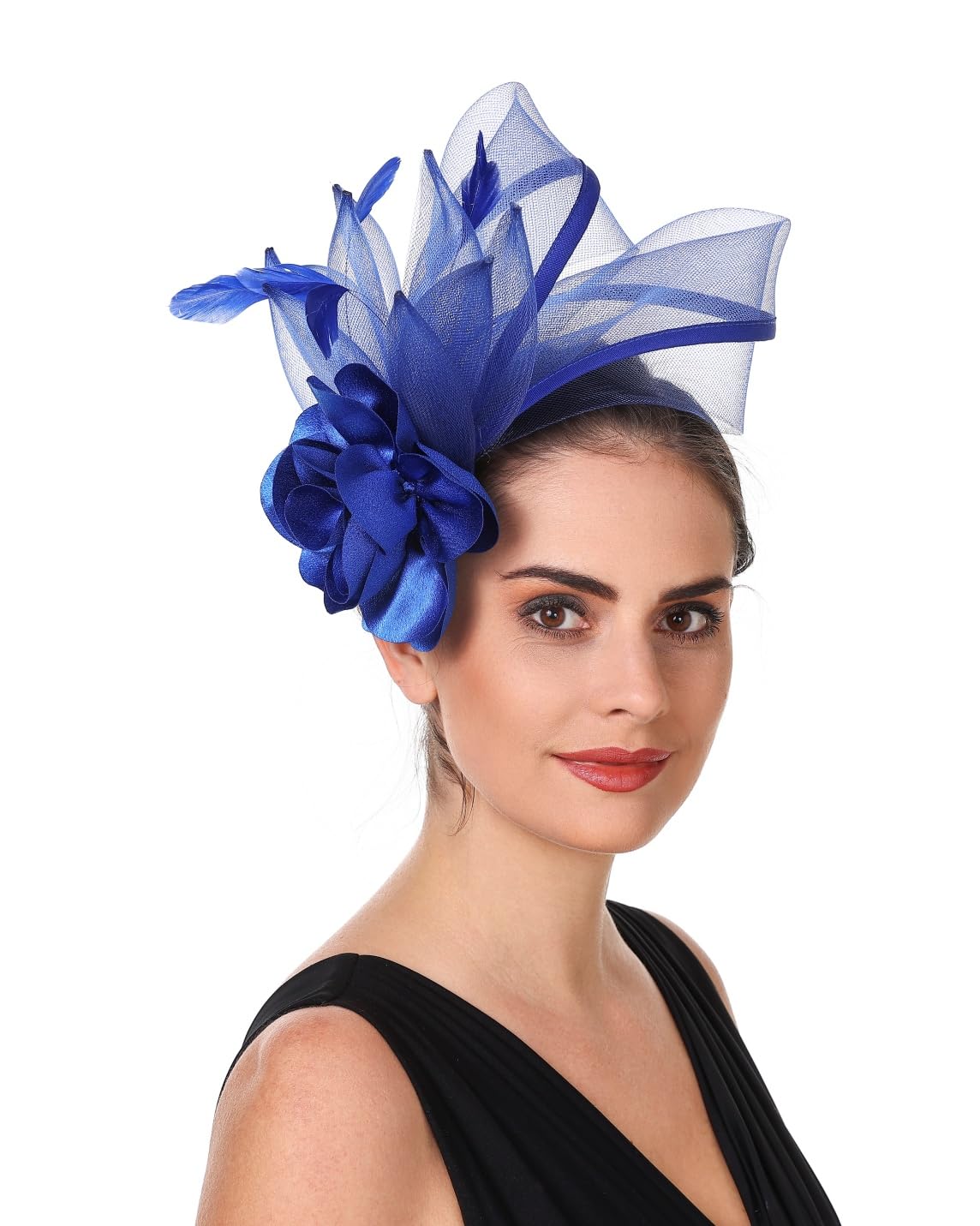 SAFERIN Fascinators Hat Flower Mesh Ribbons Feathers on a Headband and a Clip Tea Party Headwear for Girls and Women WN420